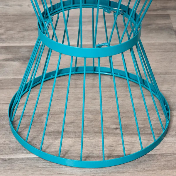 16" Steel Patio Side Table, Garden End Table with Hourglass Design, Accent Table for Outdoor and Indoor Use, Blue - product image 9