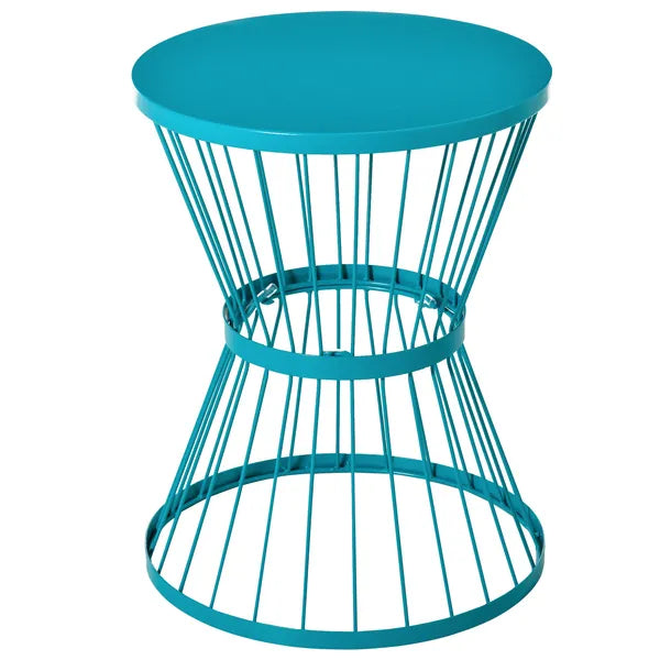 16" Steel Patio Side Table, Garden End Table with Hourglass Design, Accent Table for Outdoor and Indoor Use, Blue - product image 11