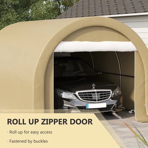 Outsunny 16' x 10' Carport, Heavy-Duty Portable Garage / Storage Tent with Large Zippered Door, Anti-UV PE Canopy Cover for Car, Truck, Boat - product image 6