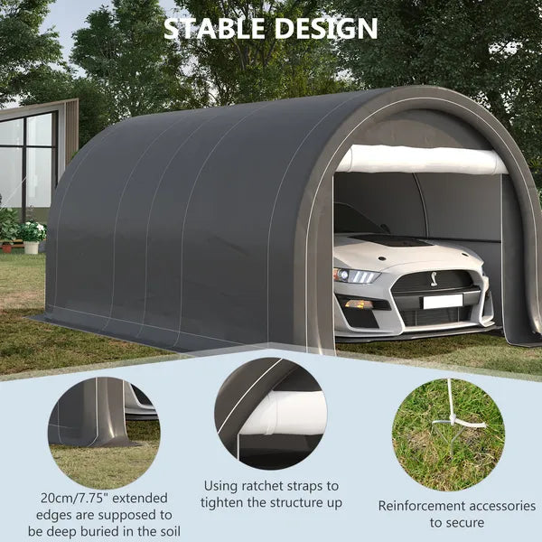 16 x 10 ft Portable Garage Carport with Zippered Door and PE Canopy - product image 5