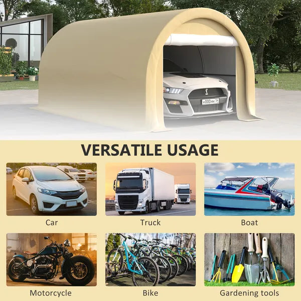 Outsunny 16' x 10' Carport, Heavy-Duty Portable Garage / Storage Tent with Large Zippered Door, Anti-UV PE Canopy Cover for Car, Truck, Boat - product image 7