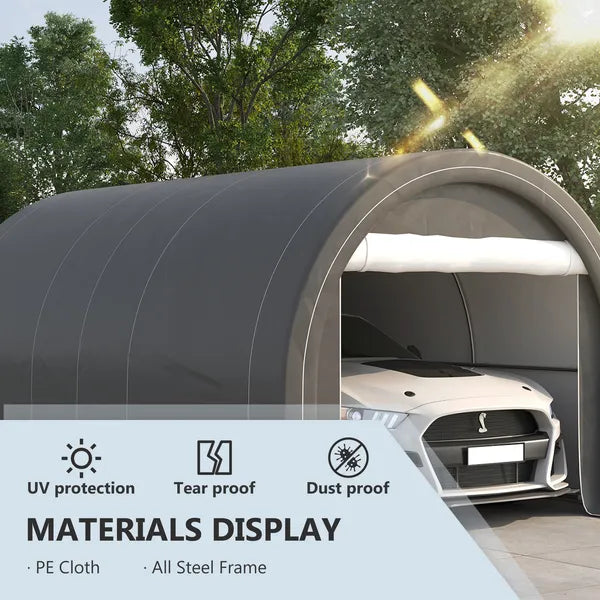 16 x 10 ft Portable Garage Carport with Zippered Door and PE Canopy - product image 4