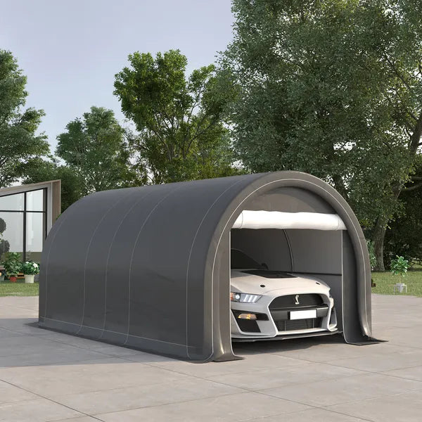 16 x 10 ft Portable Garage Carport with Zippered Door and PE Canopy - product image 2