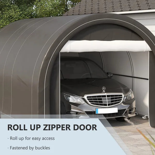 16 x 10 ft Portable Garage Carport with Zippered Door and PE Canopy - product image 6