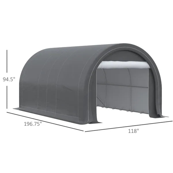 16 x 10 ft Portable Garage Carport with Zippered Door and PE Canopy - product image 3