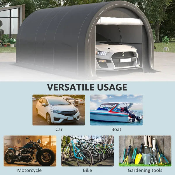 16 x 10 ft Portable Garage Carport with Zippered Door and PE Canopy - product image 7
