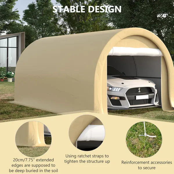 Outsunny 16' x 10' Carport, Heavy-Duty Portable Garage / Storage Tent with Large Zippered Door, Anti-UV PE Canopy Cover for Car, Truck, Boat - product image 5