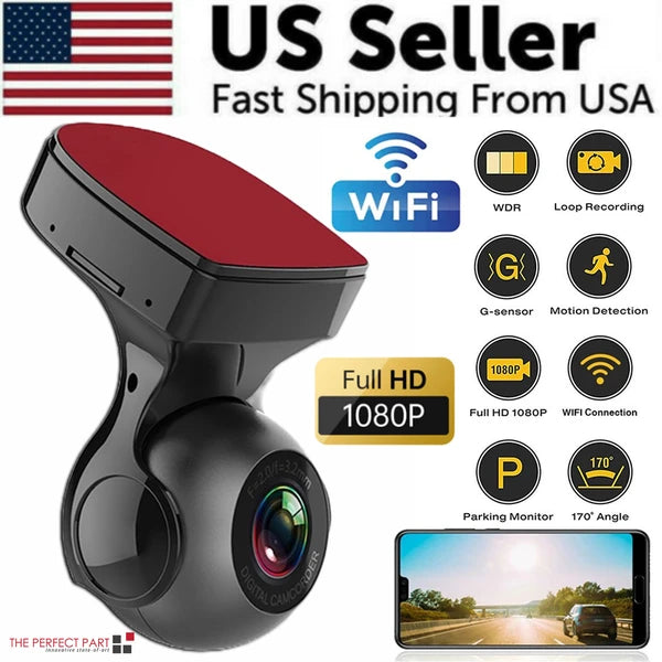 1080P WiFi Dash Cam with 170 Degree Wide Angle and G-Sensor