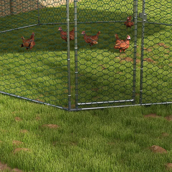 17.1 ft x 15.7 ft Large Outdoor Silver Chicken Run with Cover for 19-25 Chickens Walk-In Hen House - product image 8