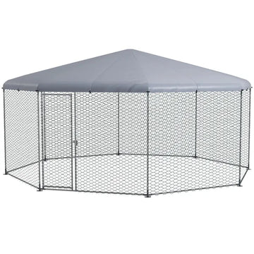 17.1 ft x 15.7 ft Large Outdoor Silver Chicken Run with Cover for 19-25 Chickens Walk-In Hen House - product image 1