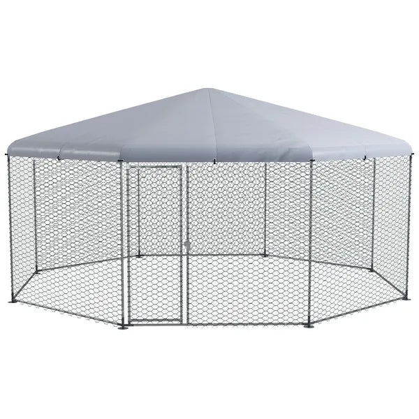 17.1 ft x 15.7 ft Large Outdoor Silver Chicken Run with Cover for 19-25 Chickens Walk-In Hen House - product image 10
