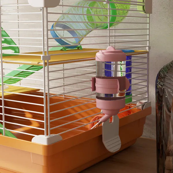 PawHut 18" 5-Tier Hamster Cage with Portable Carry Handle, Tubes and Tunnels, Includes Water Bottle, Food Dish and Exercise Wheel, Orange - product image 9
