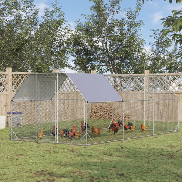 18.7'x9.2'x6.4' Large Chicken Coop for 15-18 Chickens, Walk-In Silver Chicken Run Pen Hen House with Roof Backyard Poultry - product image 2