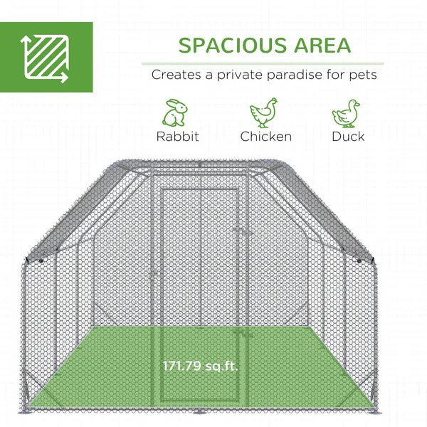 18.7'x9.2'x6.4' Large Chicken Coop for 15-18 Chickens, Walk-In Silver Chicken Run Pen Hen House with Roof Backyard Poultry - product image 4