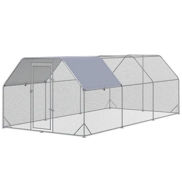 18.7'x9.2'x6.4' Large Chicken Coop for 15-18 Chickens, Walk-In Silver Chicken Run Pen Hen House with Roof Backyard Poultry - product image 11