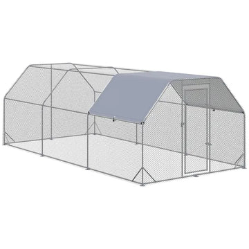 18.7'x9.2'x6.4' Large Chicken Coop for 15-18 Chickens, Walk-In Silver Chicken Run Pen Hen House with Roof Backyard Poultry - product image 1