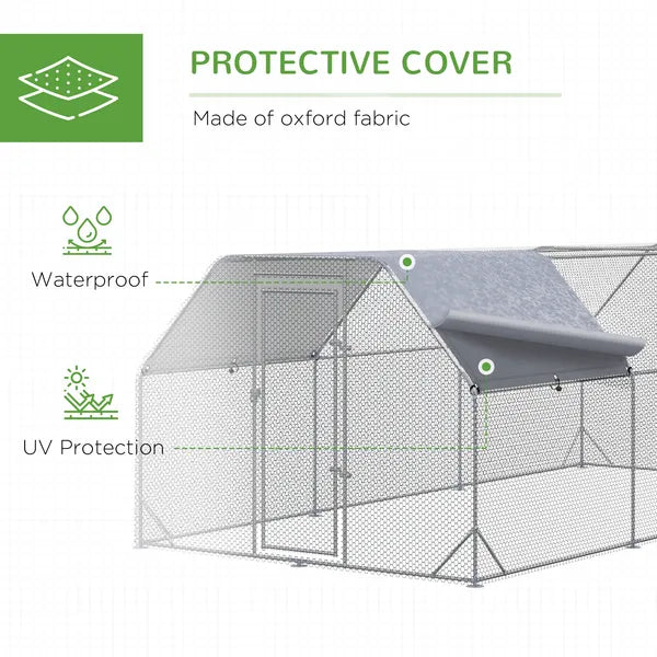 18.7'x9.2'x6.4' Large Chicken Coop for 15-18 Chickens, Walk-In Silver Chicken Run Pen Hen House with Roof Backyard Poultry - product image 7