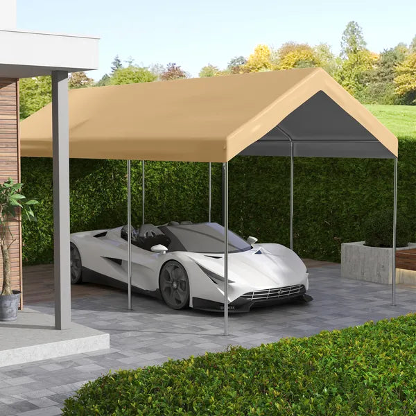 Outsunny 19.7' x 9.7' Carport Canopy Replacement Cover, UV Protection, Beige, with Ball Bungee Cords - product image 2
