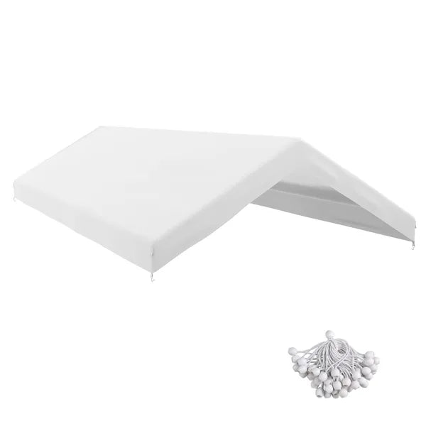 Outsunny 19.7' x 9.7' Carport Replacement Canopy UV Resistant Garage Car Cover with Ball Bungee Cords White - product image 1