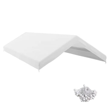 Outsunny 19.7' x 9.7' Carport Replacement Canopy UV Resistant Garage Car Cover with Ball Bungee Cords White - product image 1