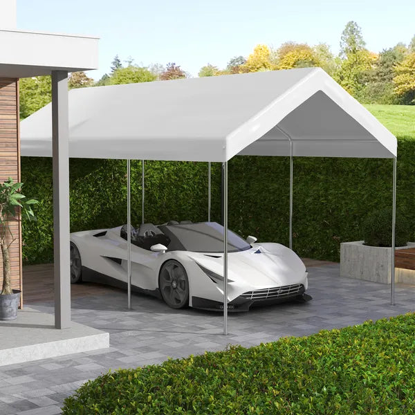 Outsunny 19.7' x 9.7' Carport Replacement Canopy UV Resistant Garage Car Cover with Ball Bungee Cords White - product image 2