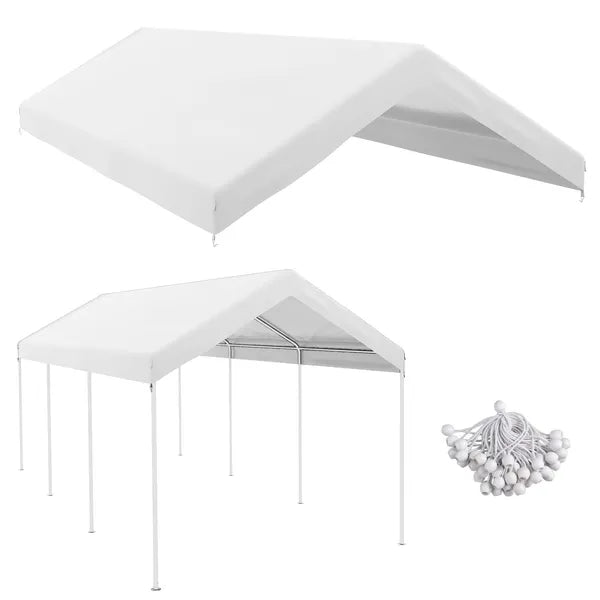 Outsunny 19.7' x 9.7' Carport Replacement Canopy UV Resistant Garage Car Cover with Ball Bungee Cords White - product image 11