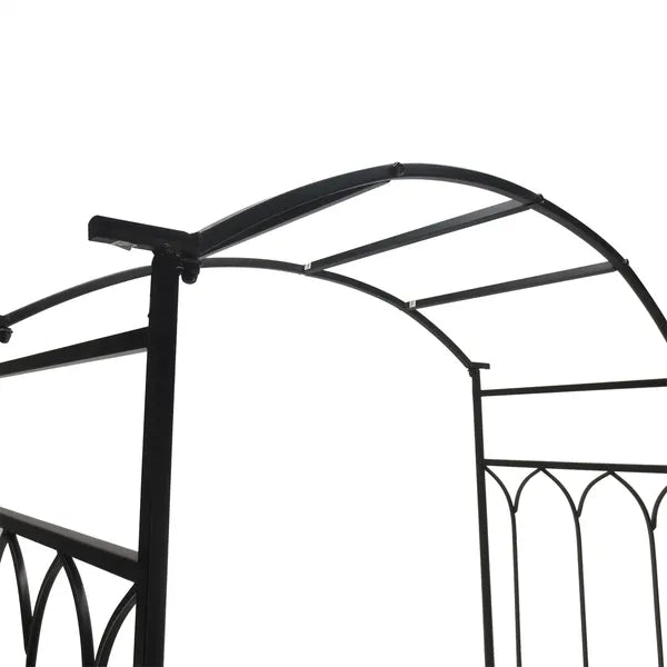 Outsunny 19.75 Inch Wide Metal Garden Arbor with Bench and Scrollwork - product image 7
