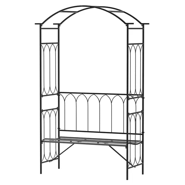 Outsunny 19.75 Inch Wide Metal Garden Arbor with Bench and Scrollwork - product image 11