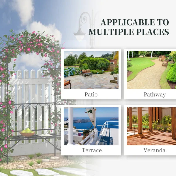 Outsunny 19.75 Inch Wide Metal Garden Arbor with Bench and Scrollwork - product image 6