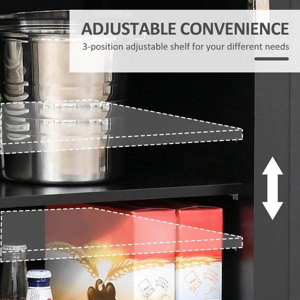 HOMCOM 2-Door Sideboard Buffet Cabinet, Kitchen Cabinet, Coffee Bar Cabinet with Adjustable Shelf and 2 Drawers for Dining Room, Hallway, Black - product image 6