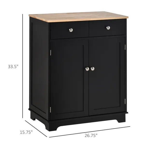 HOMCOM 2-Door Sideboard Buffet Cabinet, Kitchen Cabinet, Coffee Bar Cabinet with Adjustable Shelf and 2 Drawers for Dining Room, Hallway, Black - product image 3