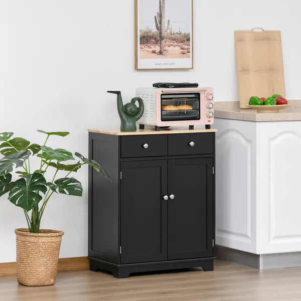 HOMCOM 2-Door Sideboard Buffet Cabinet, Kitchen Cabinet, Coffee Bar Cabinet with Adjustable Shelf and 2 Drawers for Dining Room, Hallway, Black - product image 2