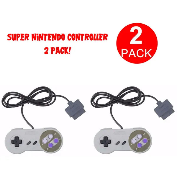2 Pack Replacement Wired Controllers Compatible with Super Nintendo SNES 6 Foot Cable