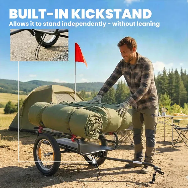 Soozier 2-In-1 Bike Cargo Trailer and Wagon Cart, Multi-Use Bicycle Trailer with Quick Release 16" Pneumatic Wheels, Kickstand - product image 6