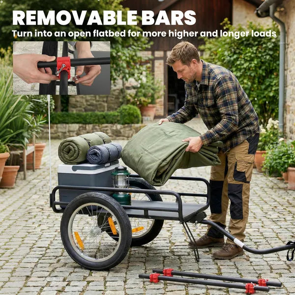 Soozier 2-In-1 Bike Cargo Trailer and Wagon Cart, Multi-Use Bicycle Trailer with Quick Release 16" Pneumatic Wheels, Kickstand - product image 4