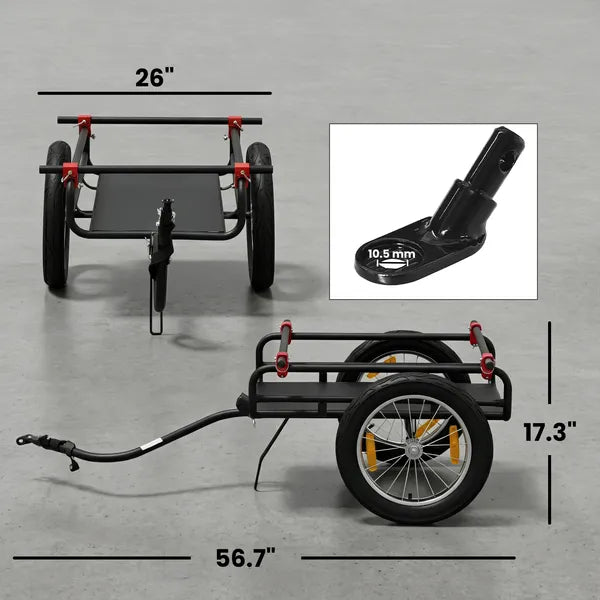 Soozier 2-In-1 Bike Cargo Trailer and Wagon Cart, Multi-Use Bicycle Trailer with Quick Release 16" Pneumatic Wheels, Kickstand - product image 2