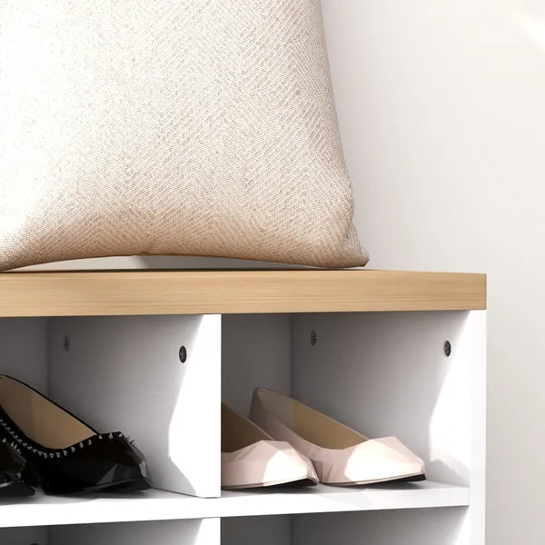 HOMCOM 2-in-1 Coat Rack Shoe Bench Set 9 Pair Storage Cabinet Hall Tree Entryway Hallway Mudroom Bedroom Organizer White - product image 9