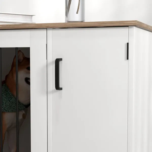 2-In-1 Dog Crate Table with Double Doors and Storage, Dog Cage for Medium and Large-sized Dogs, Walnut and White - product image 9