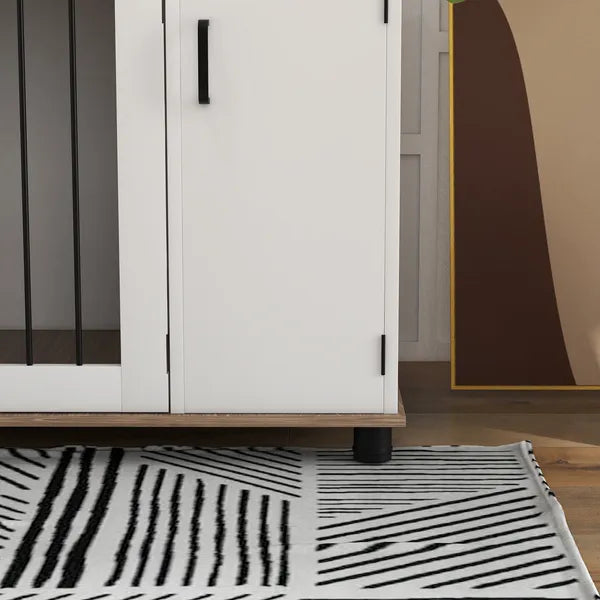 2-In-1 Dog Crate Table with Double Doors and Storage, Dog Cage for Medium and Large-sized Dogs, Walnut and White - product image 8