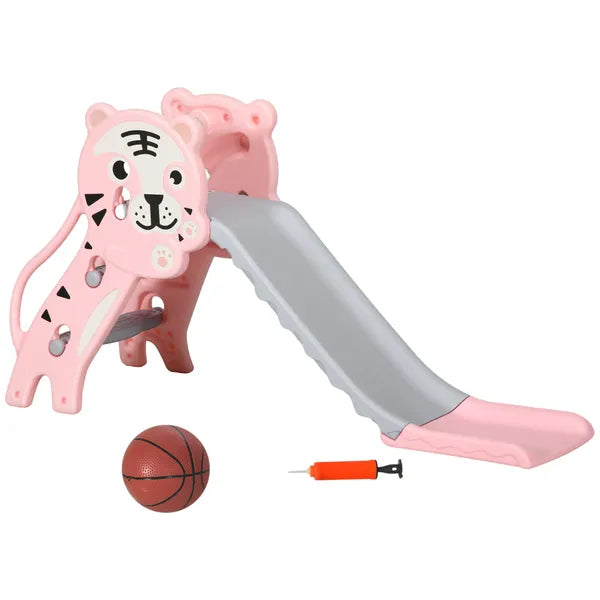 2-in-1 Toddler Slide and Basketball Hoop, Indoor Pink Slide, Easy Setup, Fun for 18-36 Months - product image 1