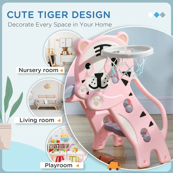 2-in-1 Toddler Slide and Basketball Hoop, Indoor Pink Slide, Easy Setup, Fun for 18-36 Months - product image 5
