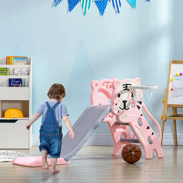 2-in-1 Toddler Slide and Basketball Hoop, Indoor Pink Slide, Easy Setup, Fun for 18-36 Months - product image 2