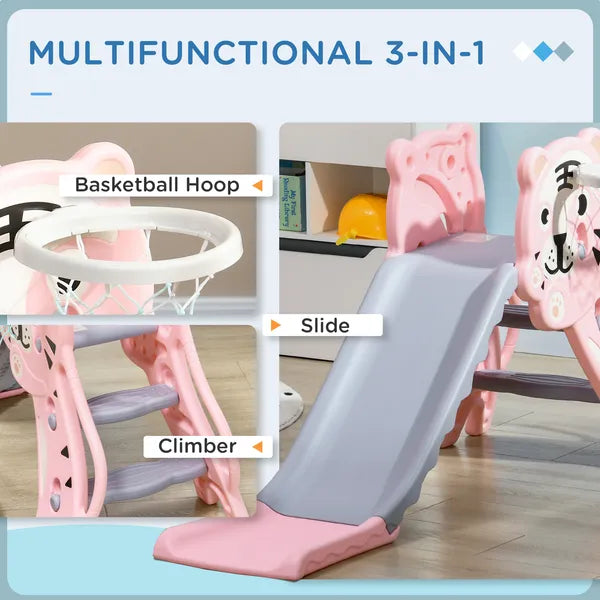 2-in-1 Toddler Slide and Basketball Hoop, Indoor Pink Slide, Easy Setup, Fun for 18-36 Months - product image 4