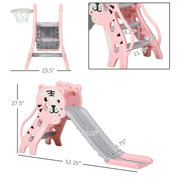 2-in-1 Toddler Slide and Basketball Hoop, Indoor Pink Slide, Easy Setup, Fun for 18-36 Months - product image 3