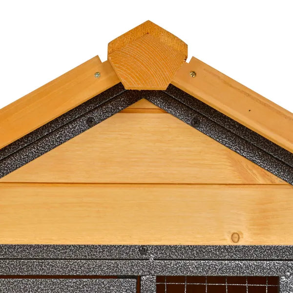 2 Level Outdoor Rabbit Hutch with Asphalt Roof, Removable Tray and Ramp, Light Yellow - product image 9