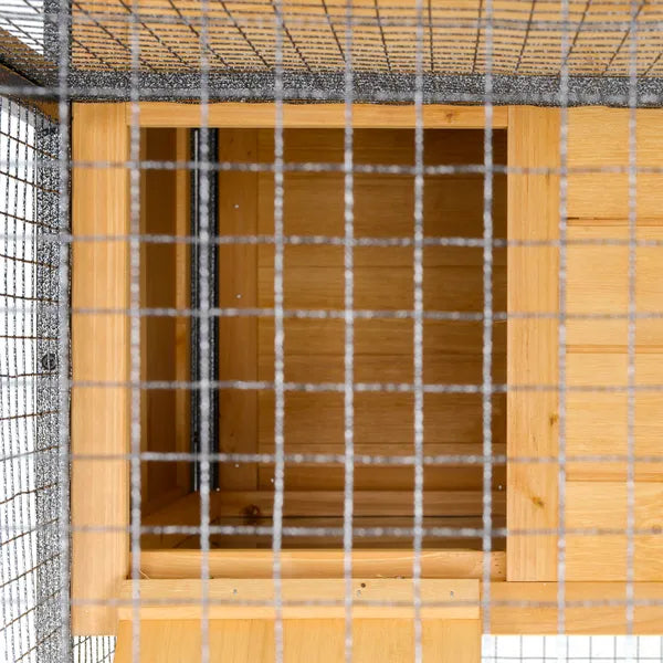 2 Level Outdoor Rabbit Hutch with Asphalt Roof, Removable Tray and Ramp, Light Yellow - product image 10
