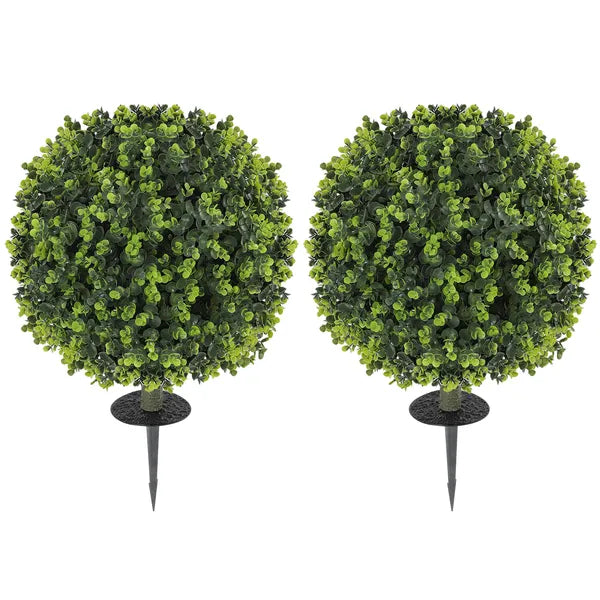 HOMCOM 2 Pack 1.3 Ft Artificial Ball Boxwood Topiary with Ground Stake, UV Resistant Faux Greenery for Indoor Outdoor - product image 11