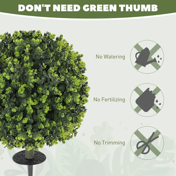 HOMCOM 2 Pack 1.3 Ft Artificial Ball Boxwood Topiary with Ground Stake, UV Resistant Faux Greenery for Indoor Outdoor - product image 5