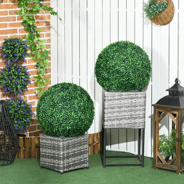HOMCOM 2 Pack 19.75 Inch Artificial Ball Boxwood Topiary Trees Balls, Indoor Outdoor Fake Plants for Home, Office and Living Room Decor - product image 10