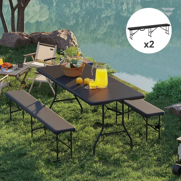 2 Pack 6 ft Portable Foldable Bench Seats, Plastic Folding Benches with Carrying Handle for Camping, Black - product image 10